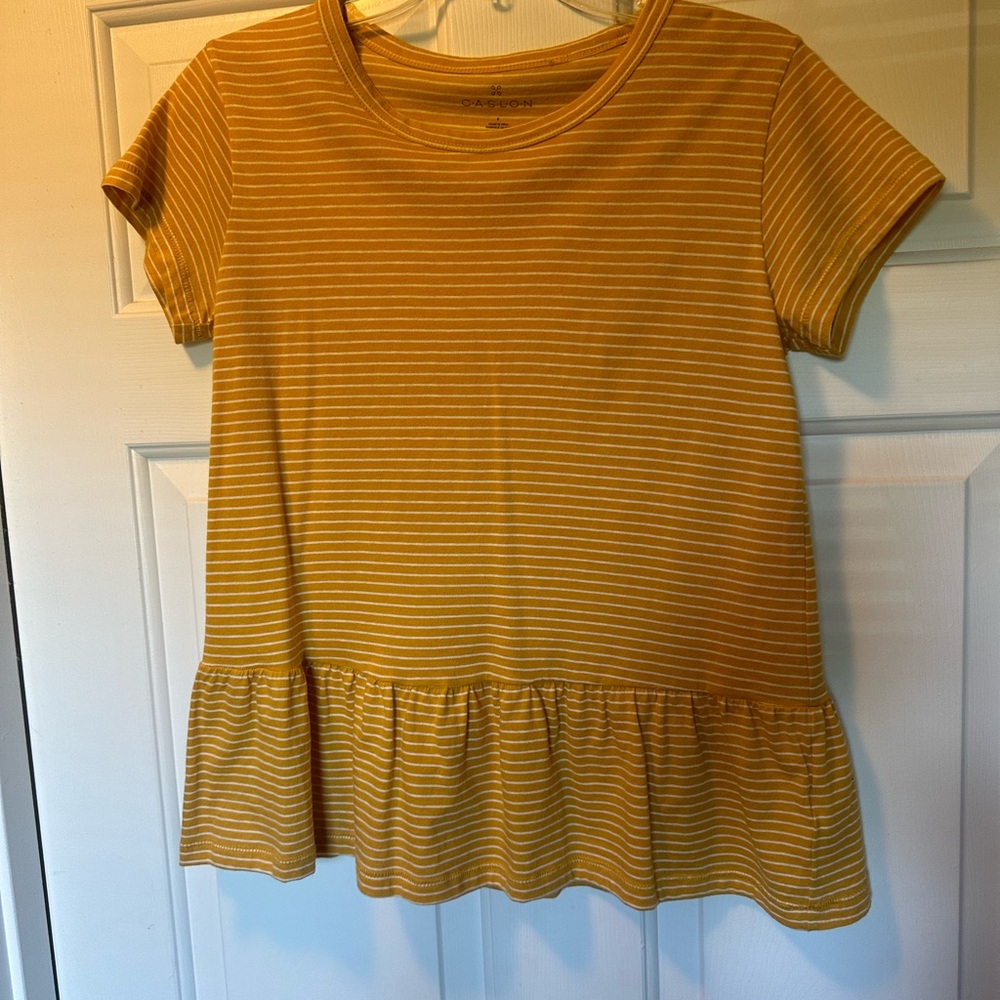 Yellow Striped Peplum Top